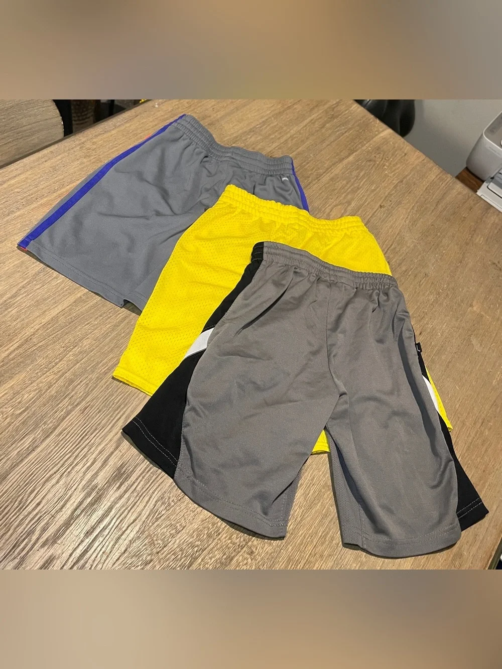3-Pair Bundle Boys Athletic Shorts - Gray, Yellow, Size Small